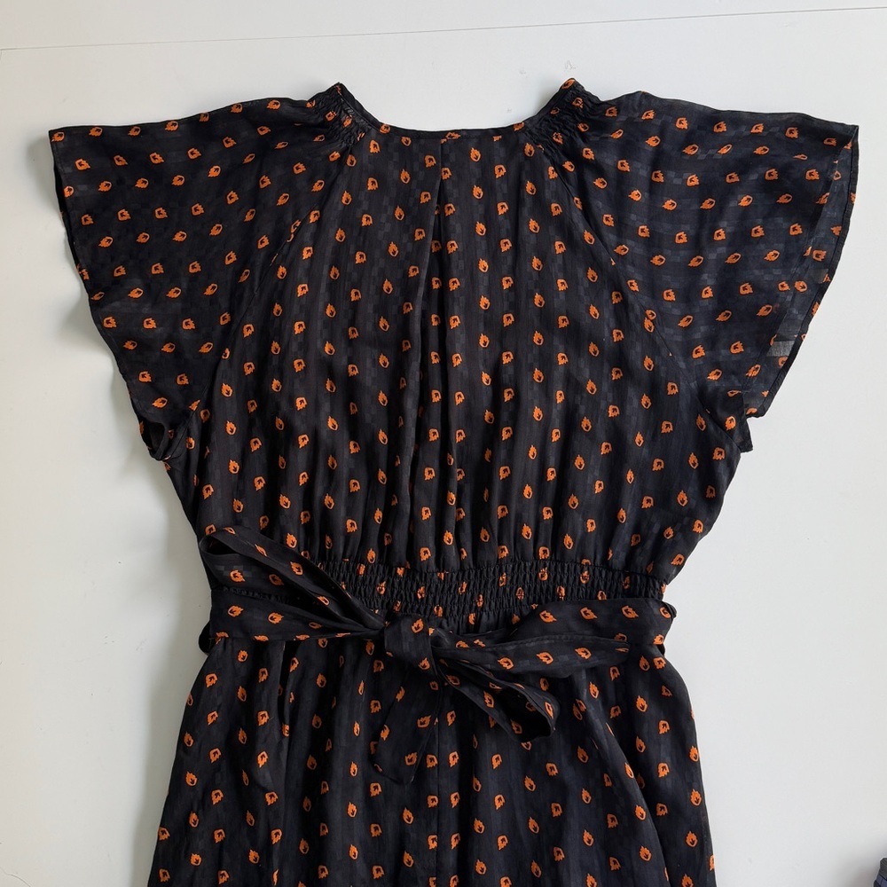 Whistles Navy Scattered Leaf Wrap‎ Midi Dress Sz 10 Workwear Preppy Dressy Party - Picture 12 of 15